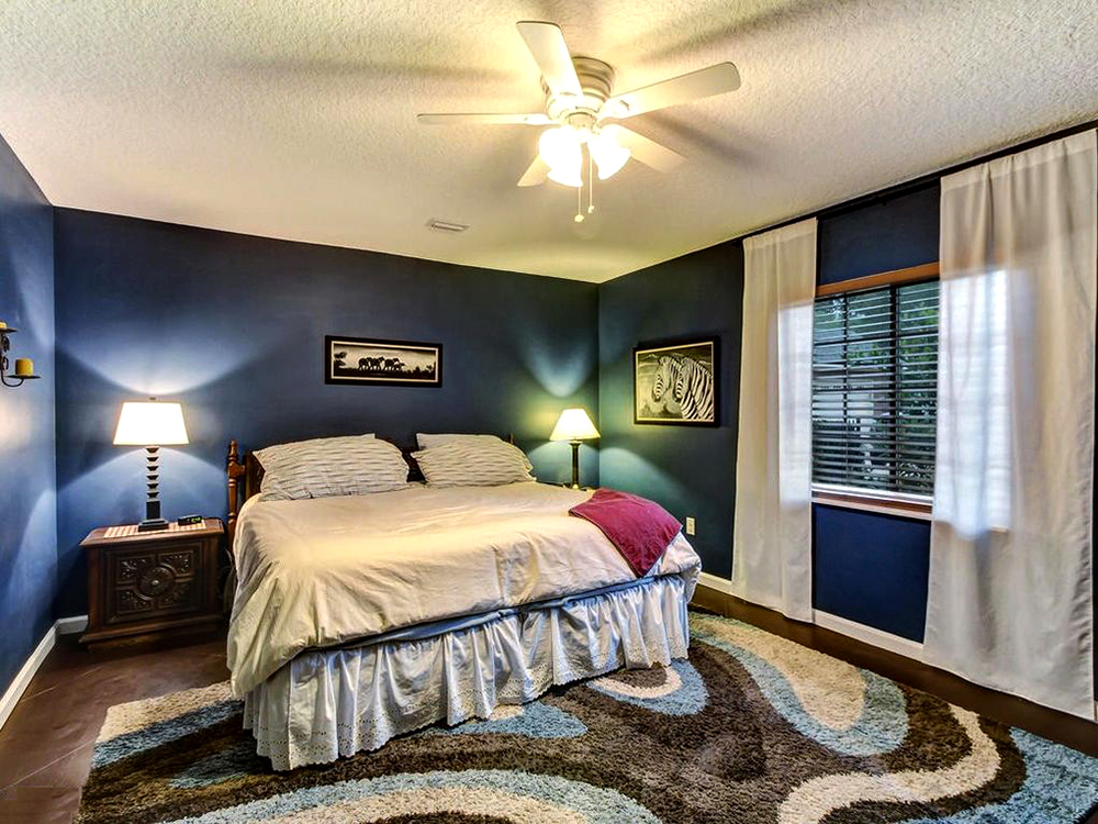 Elegant Bedroom Design With Midnight Blue Accent Walls