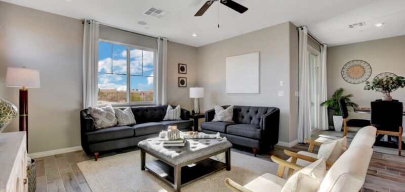 Elegant Living Room Design With Charcoal Sofas