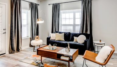 Mid-Century Living Room Design Meets Velvety Elegance