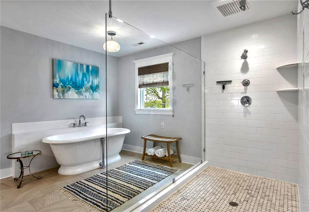 Contemporary Bathroom with Separate Shower and Tub