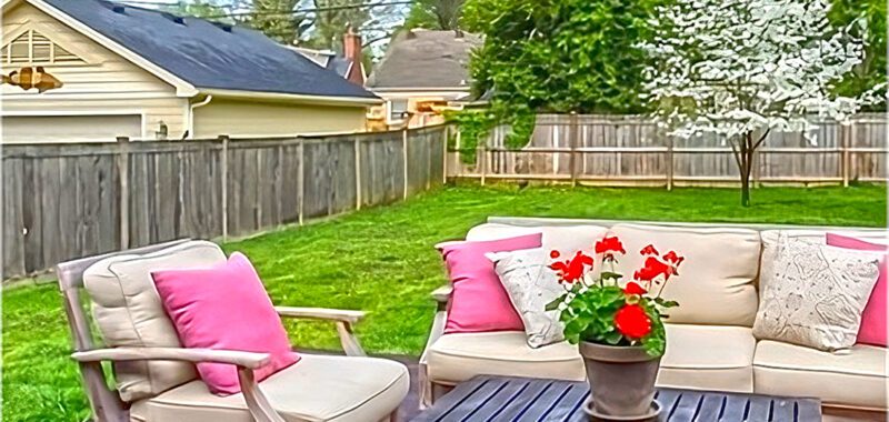 Cozy Backyard Deck with Pops of Color