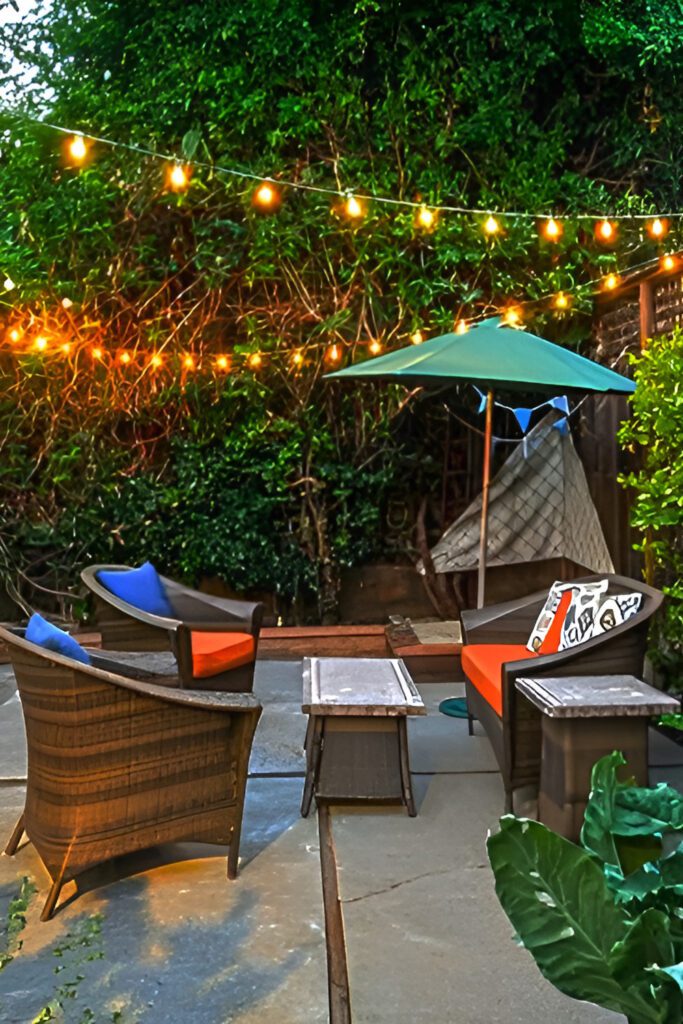 Cozy Patio Design with Twinkling Lights