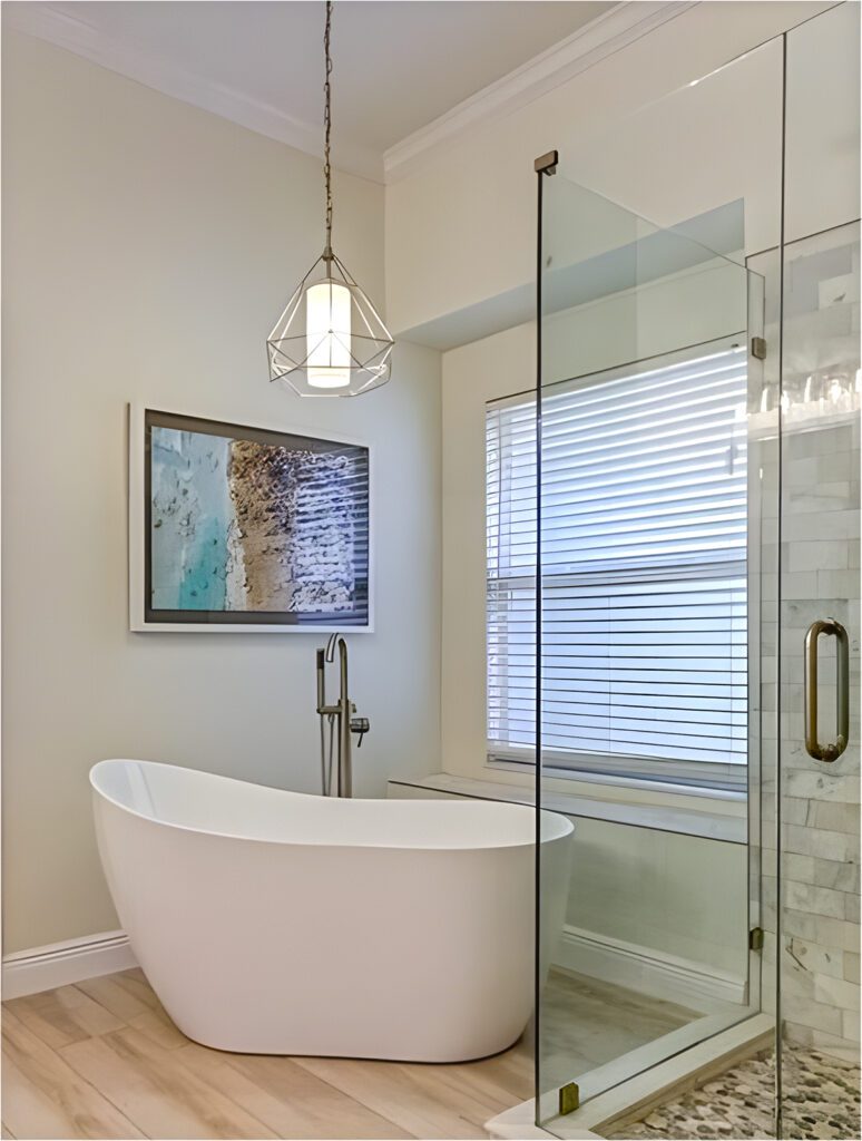 Elegant Bathroom with Shower and Freestanding Tub