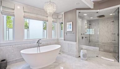 Elegant Luxury Bathroom With Freestanding Tub And Shower