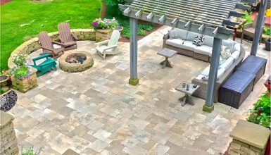 Inspiring Paver Patio Design with Pergola and Fire Pit