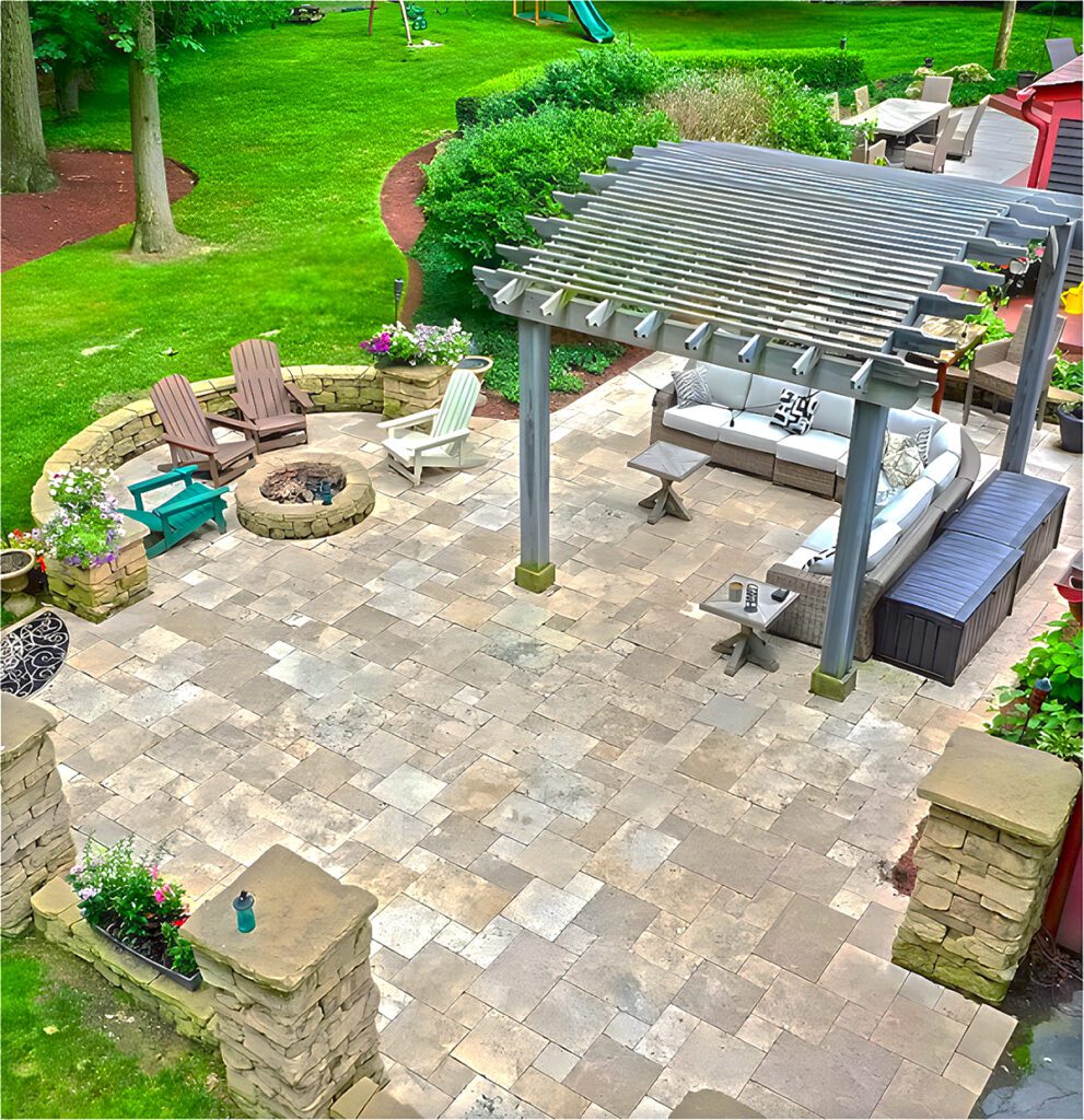 Inspiring Paver Patio Design with Pergola and Fire Pit