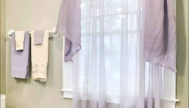 Lavender Bathroom Window Curtain Idea