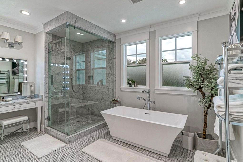 Luxury Modern Bathroom with Shower and Freestanding Tub