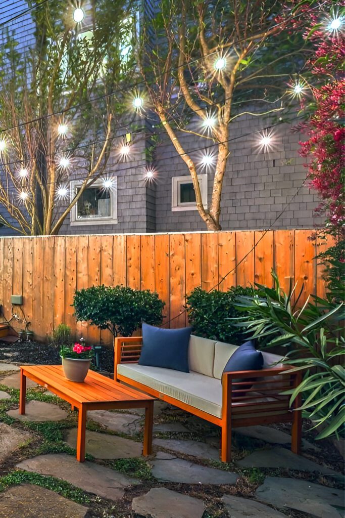 Modern and Cozy Patio Design With Lights