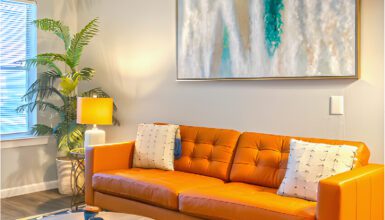 Orange Couch That Brighten Your Living Room