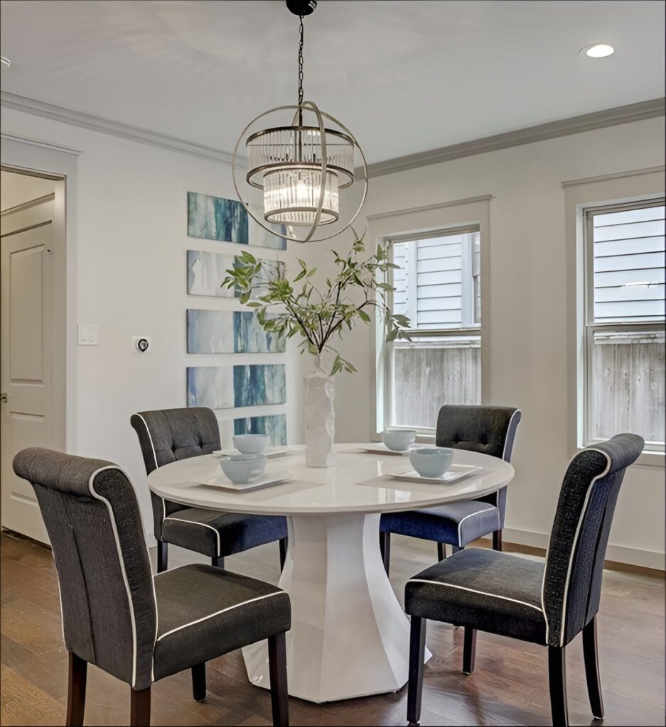 Stunning Modern Dining Room With White Round Table