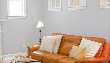 This Tan Leather Couch Is the Perfect Blend of Cozy and Chic