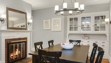 Timeless Appeal of a Fireplace in a Modern Dining Room