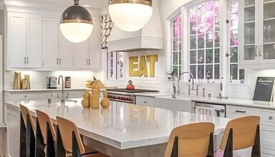 Timeless White Kitchen Design Featuring Pendant Lights