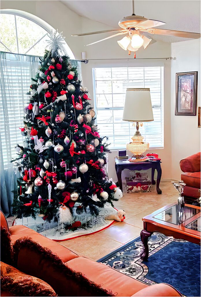 Christmas Tree with Red, Green, and Silver Color Schemes