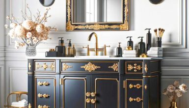 Black Bathroom Vanity With Gold Hardware