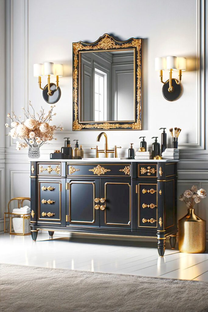 Black Bathroom Vanity With Gold Hardware