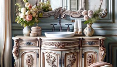 Antique French Country Bathroom Vanity