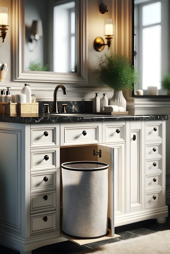 Bathroom Vanity Cabinet With A Built-in Laundry Hamper