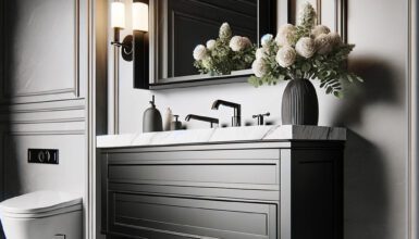 Bathroom Vanity With A Built-In Pull Out Step Stool