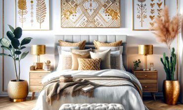 Bohemian Bedroom with Gold Accents