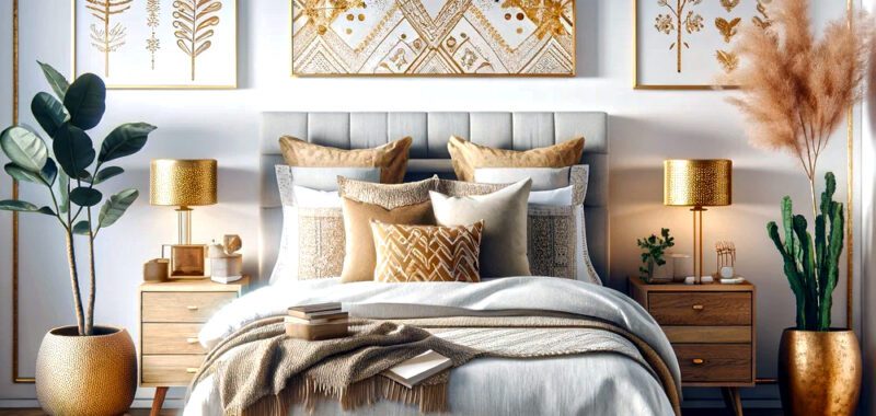 Bohemian Bedroom with Gold Accents