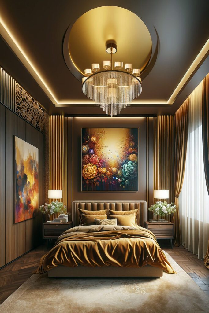 Brown and Gold Bedroom