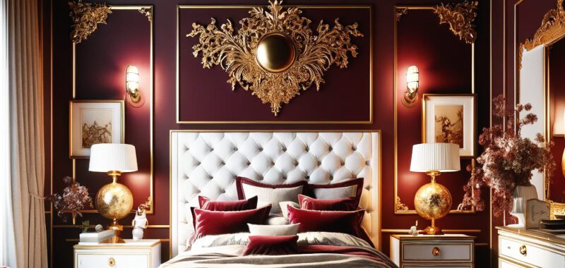 Burgundy and Gold Bedroom