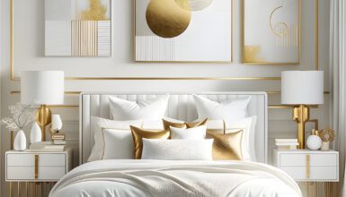 Modern White and Gold Bedroom
