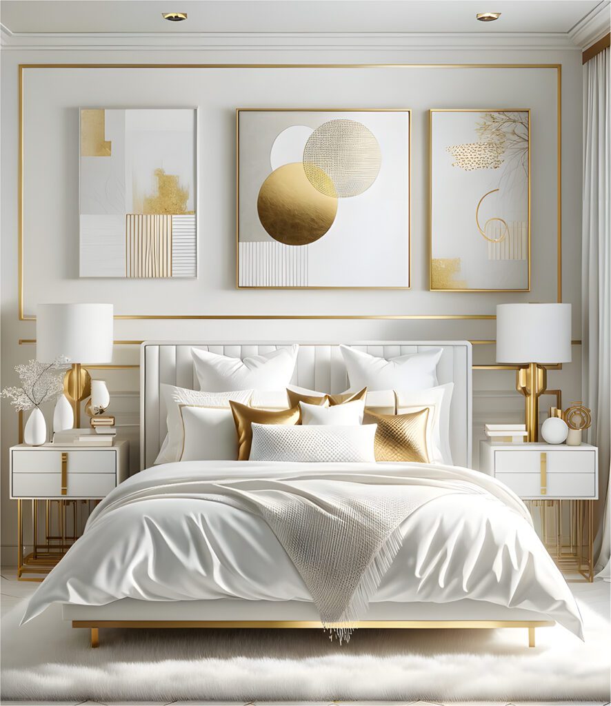 Modern White and Gold Bedroom