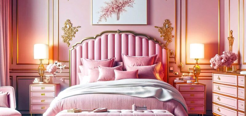 Pink and Gold Bedroom