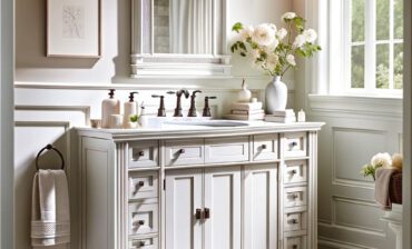 White Craftsman Style Bathroom Vanity