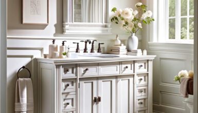 White Craftsman Style Bathroom Vanity